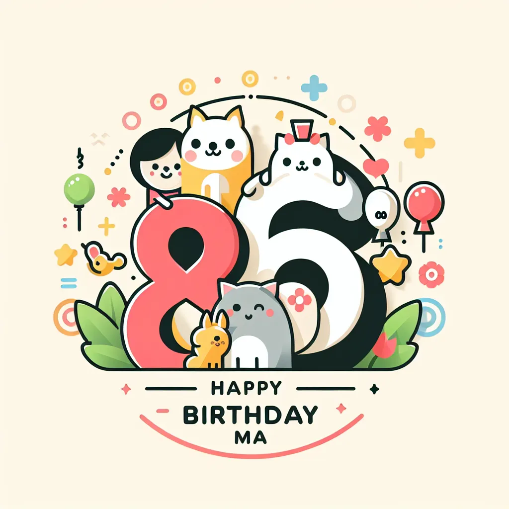 Happy 86th Birthday Ma with Cute Animals Modern Minimalist Style