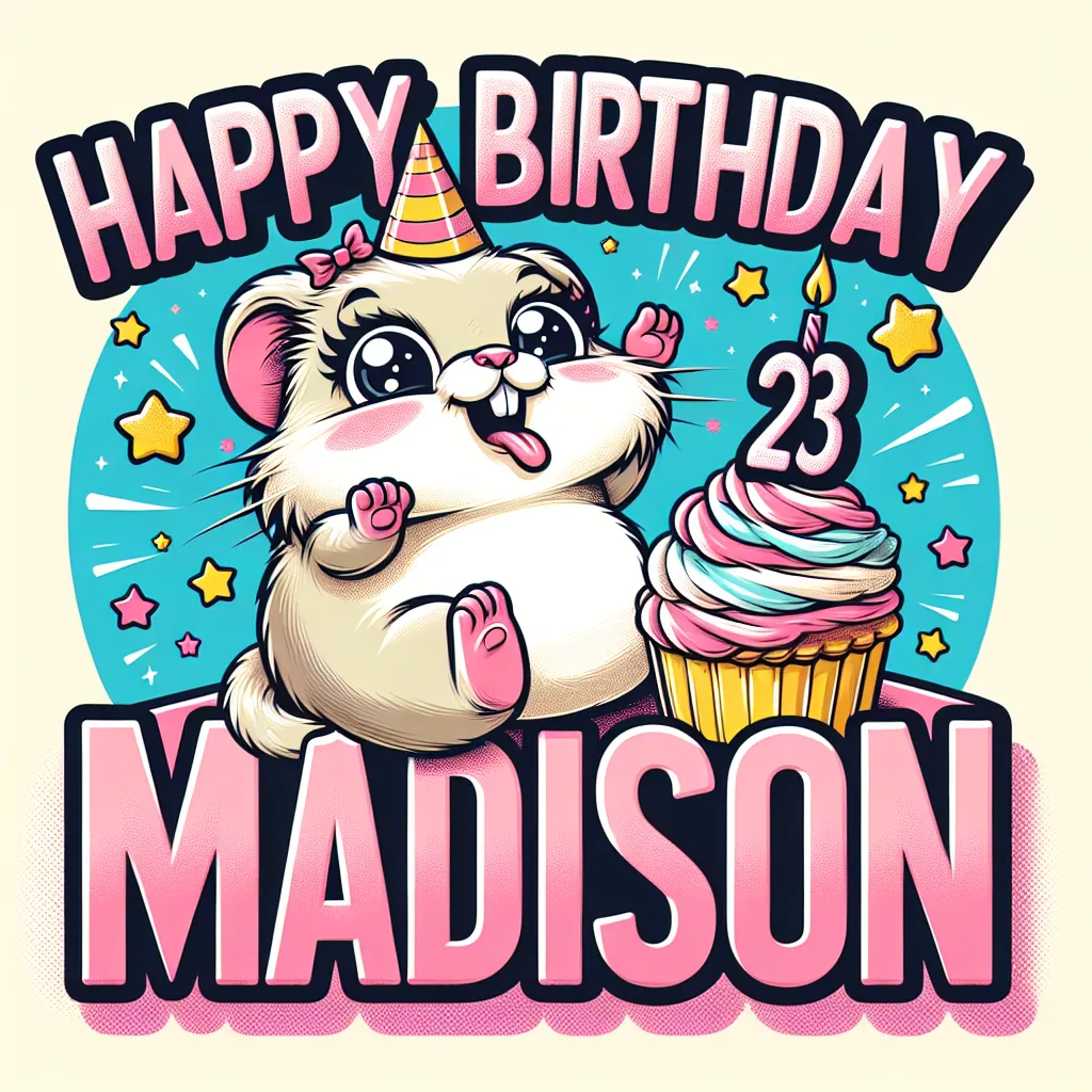 Happy 23rd Birthday Madison with Cute Animals Humorous Funny Style