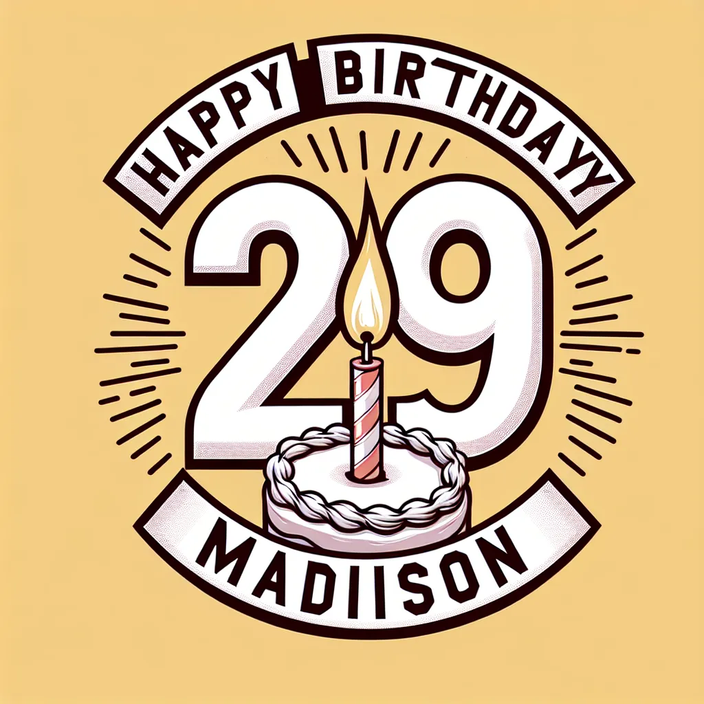 Happy 29th Birthday Madison with Candle Humorous Funny Style