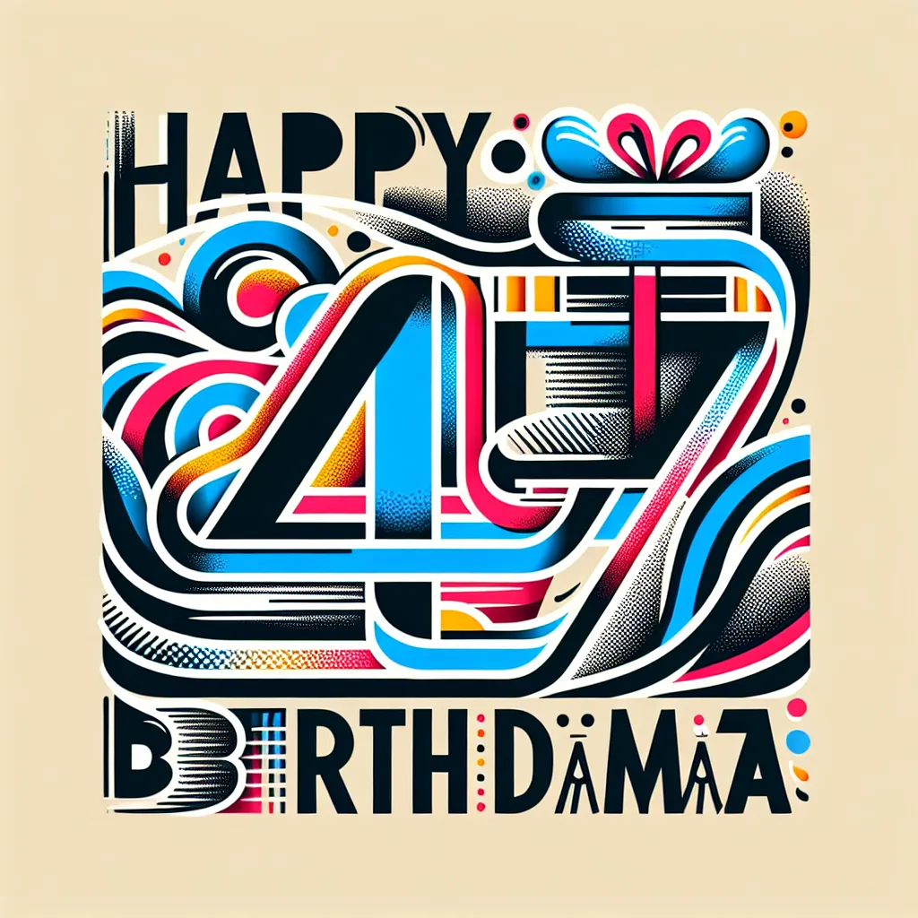 Happy 47th Birthday Mama with Gift Abstract Art Style