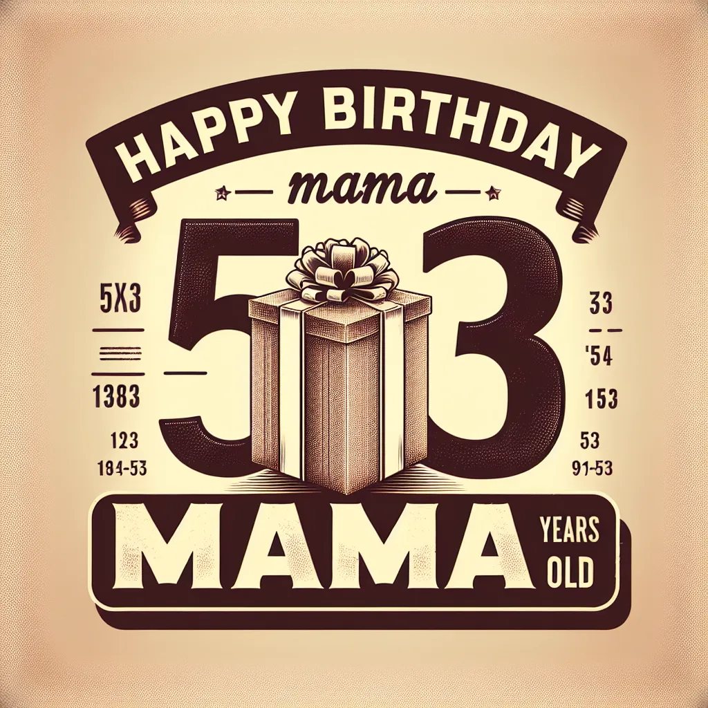 Happy 53rd Birthday Mama with Gift Vintage Nostalgic Style