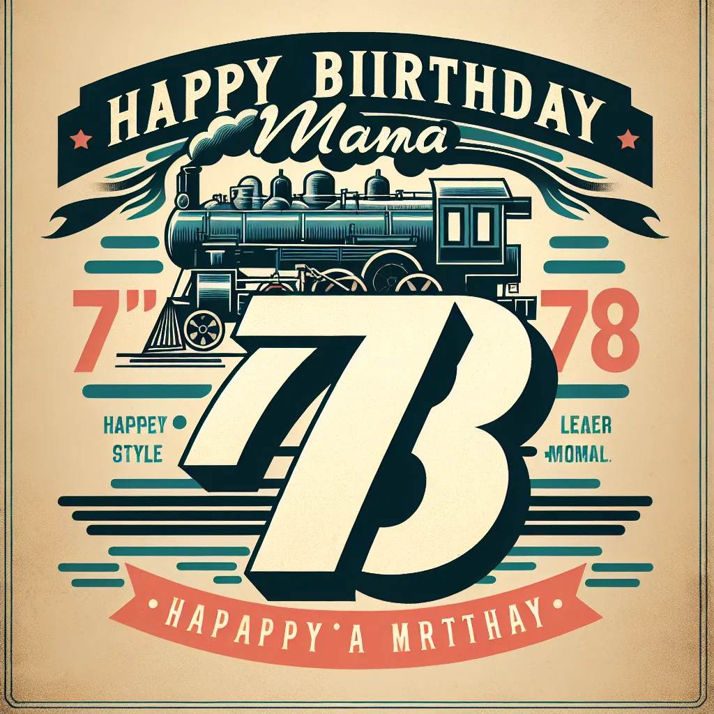 Happy 78th Birthday Mama with Train Vintage Nostalgic Style