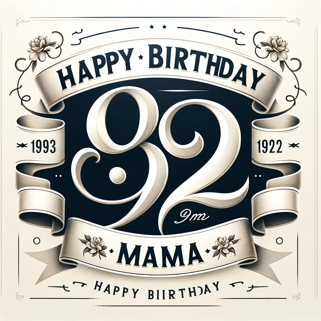 Happy 92nd Birthday Mama with Ribbon Elegant Classic Style