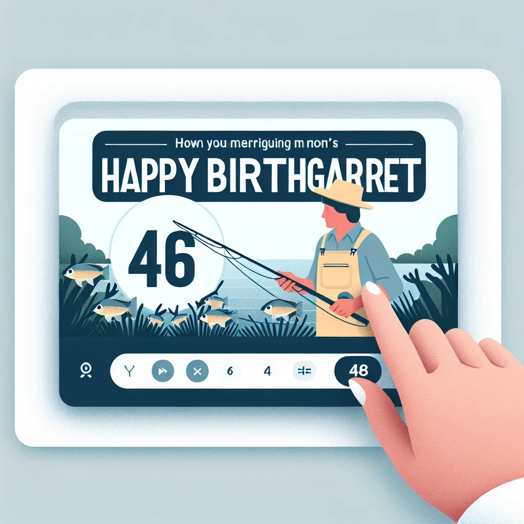 Happy 46th Birthday Margaret with Fisherman Modern Minimalist Style