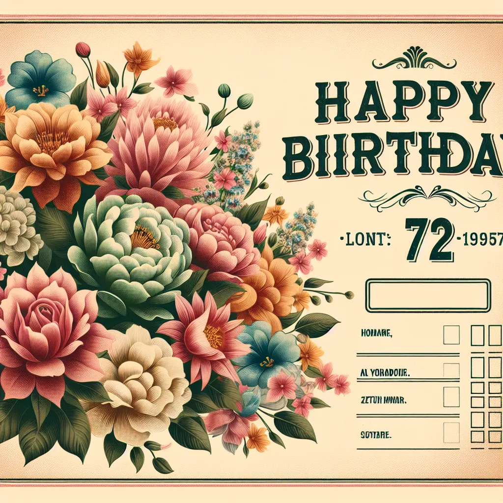 Happy 72nd Birthday Margaret with Flowers Vintage Nostalgic Style
