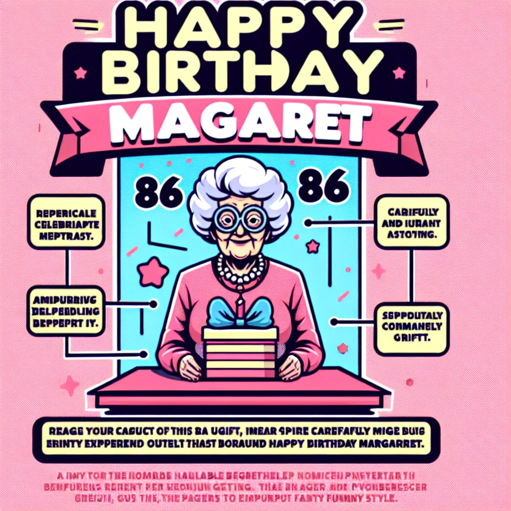 Happy 86th Birthday Margaret with Gift Humorous Funny Style