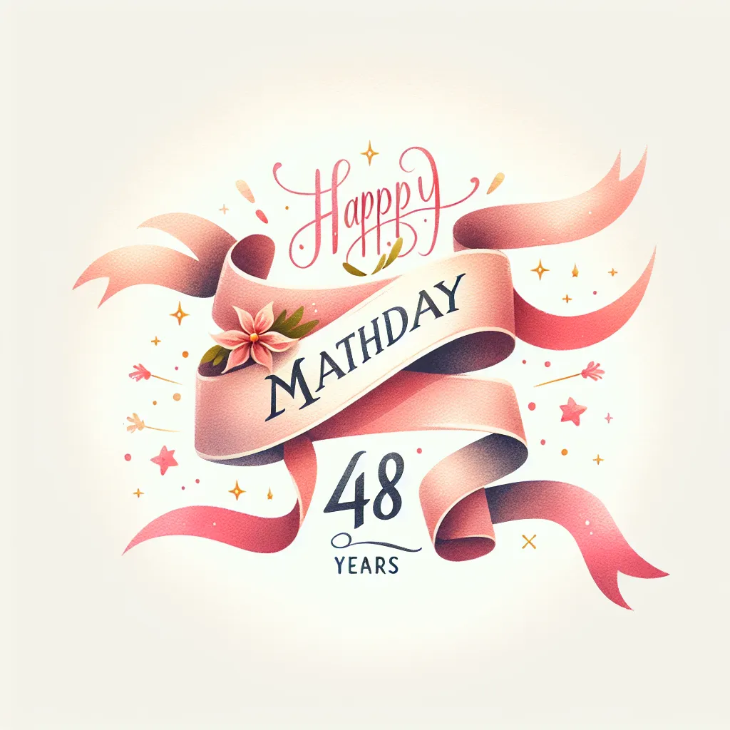 Happy 48th Birthday Maria with Ribbon Watercolor Style