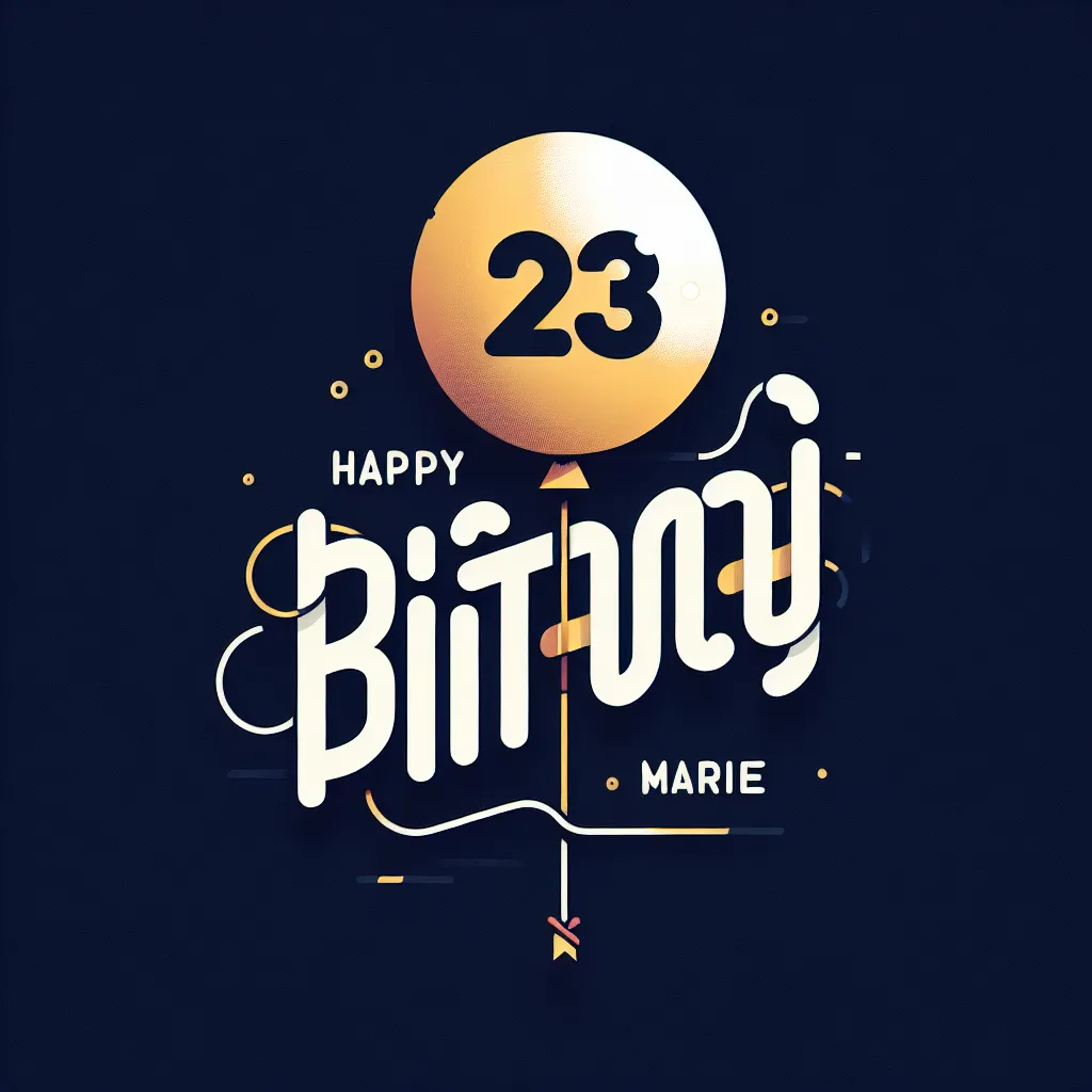 Happy 23rd Birthday Marie with Balloon Modern Minimalist Style