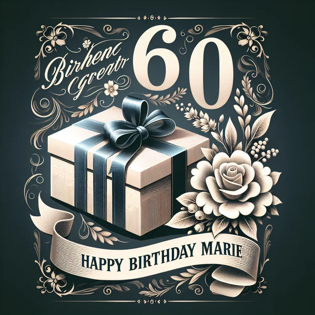 Happy 60th Birthday Marie with Gift Elegant Classic Style