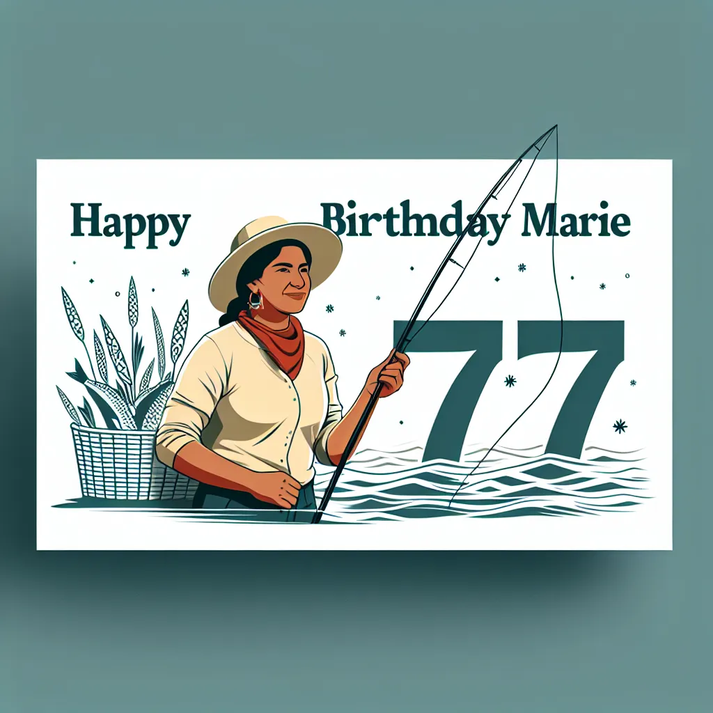 Happy 77th Birthday Marie with Fisherman Modern Minimalist Style