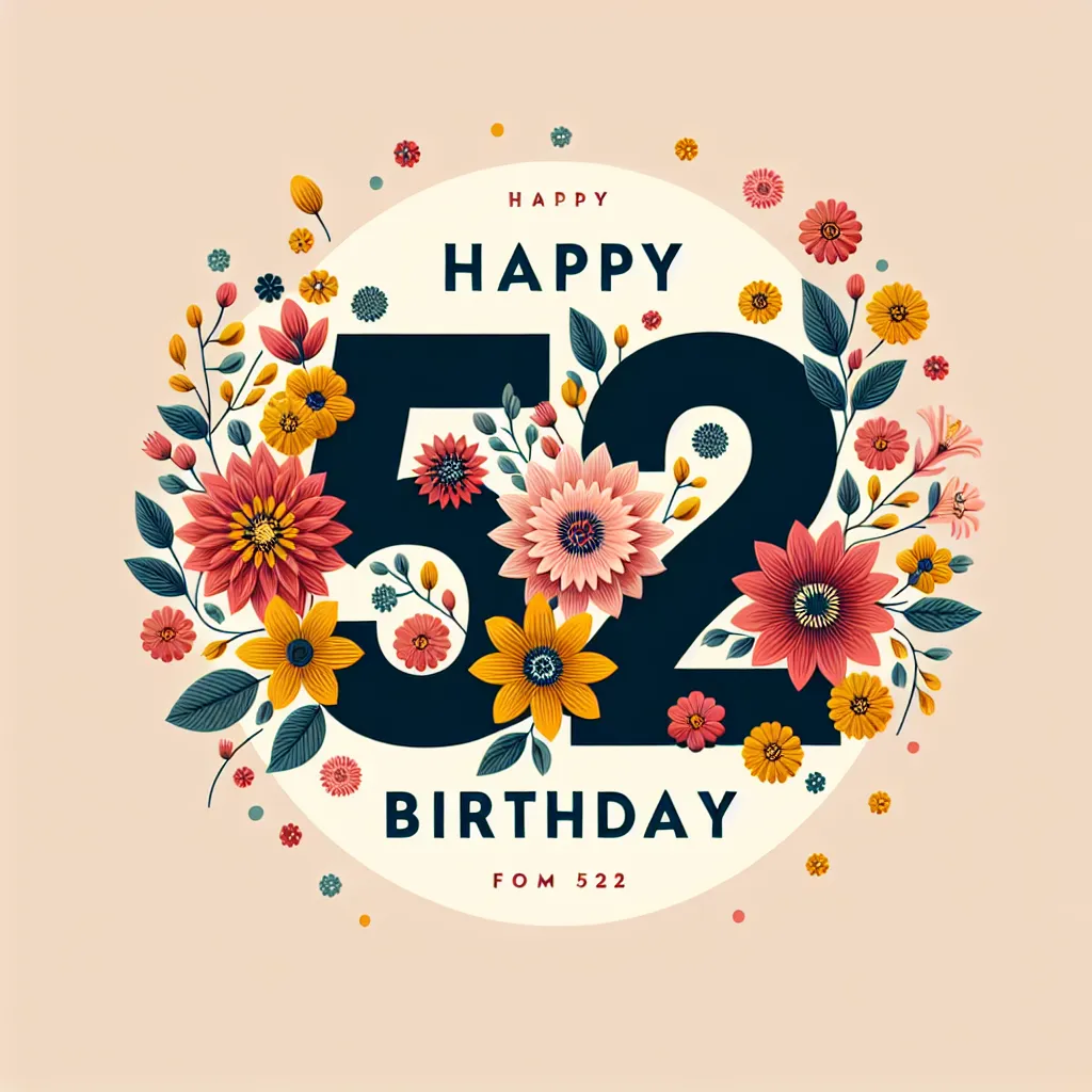 Happy 52nd Birthday Marilyn with Flowers Modern Minimalist Style