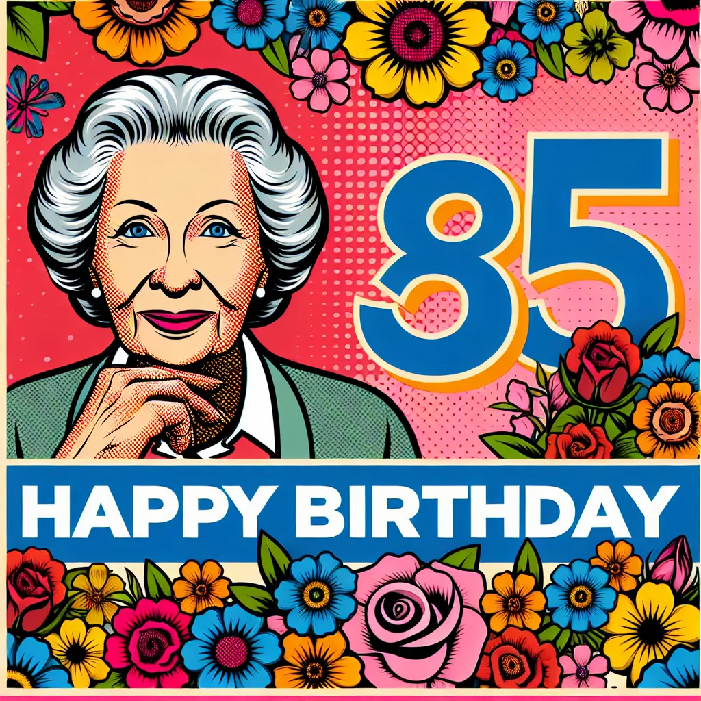 Happy 85th Birthday Marilyn with Flowers Pop Art Style