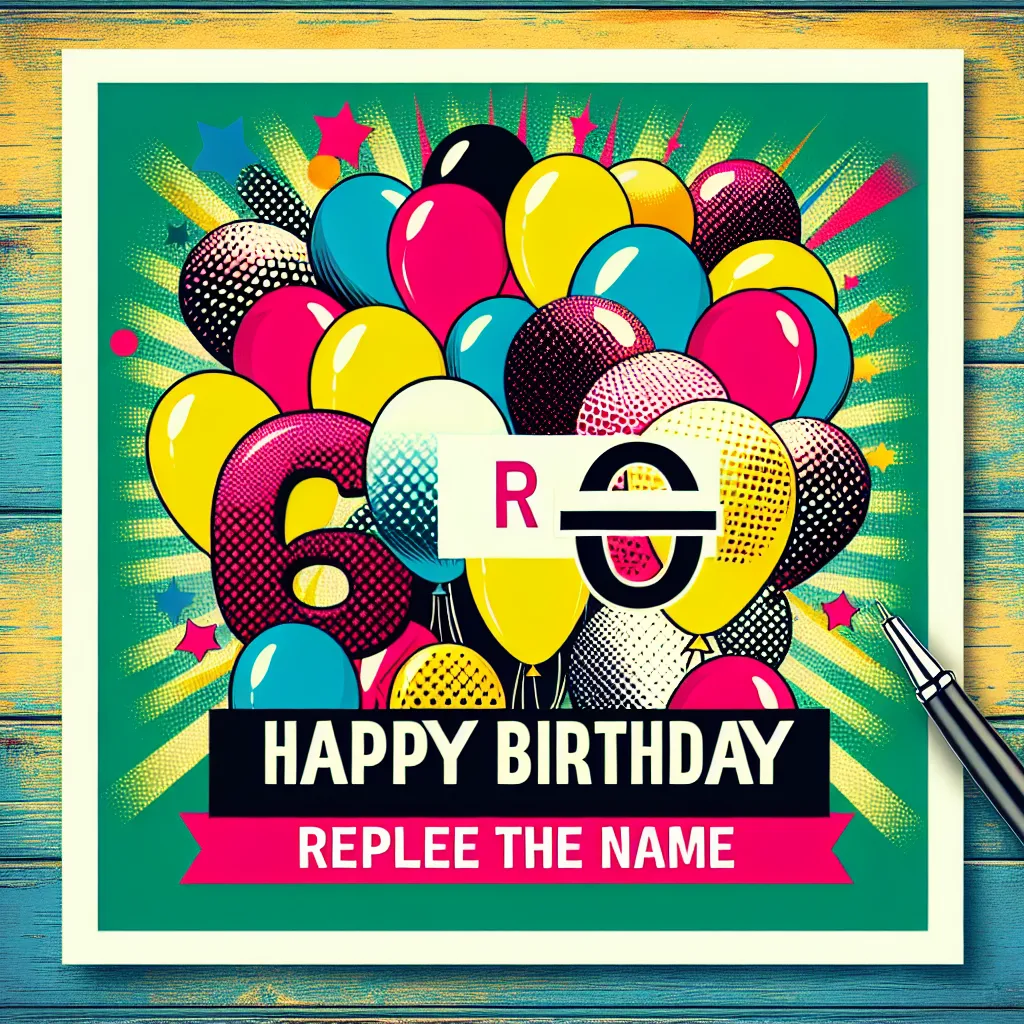 Happy 60th Birthday Mark with Balloon Pop Art Style