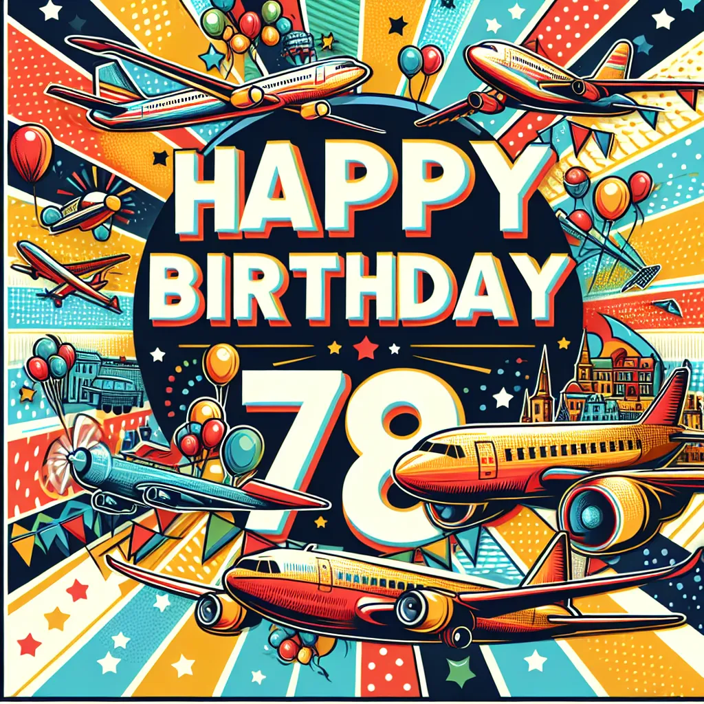 Happy 78th Birthday Mark with Airplanes Pop Art Style