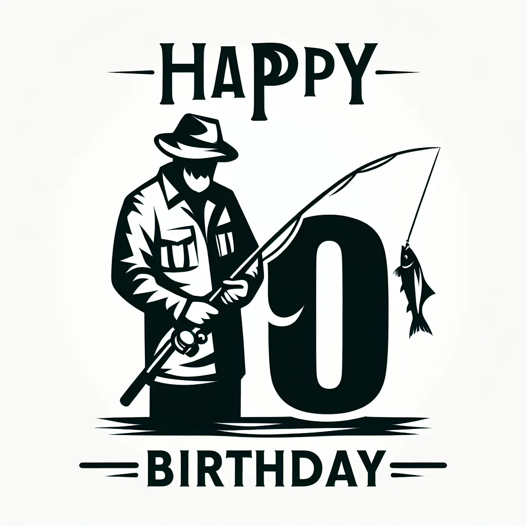 Happy 90th Birthday Mark with Fisherman Modern Minimalist Style