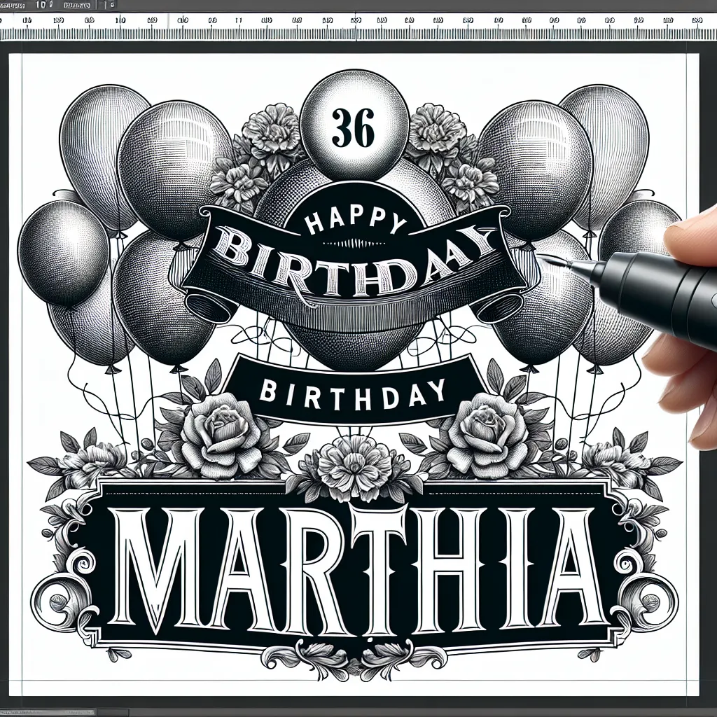 Happy 16th Birthday Martha with Balloon Elegant Classic Style