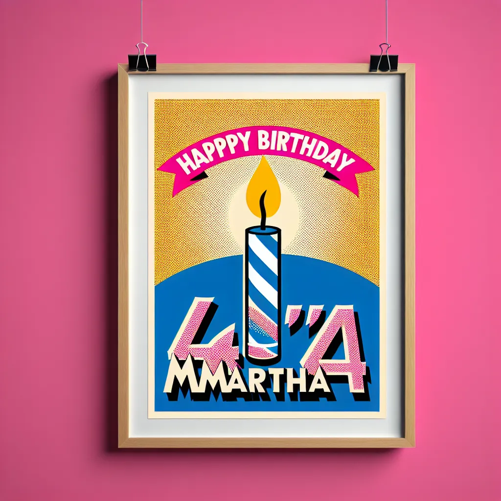 Happy 64th Birthday Martha with Candle Pop Art Style