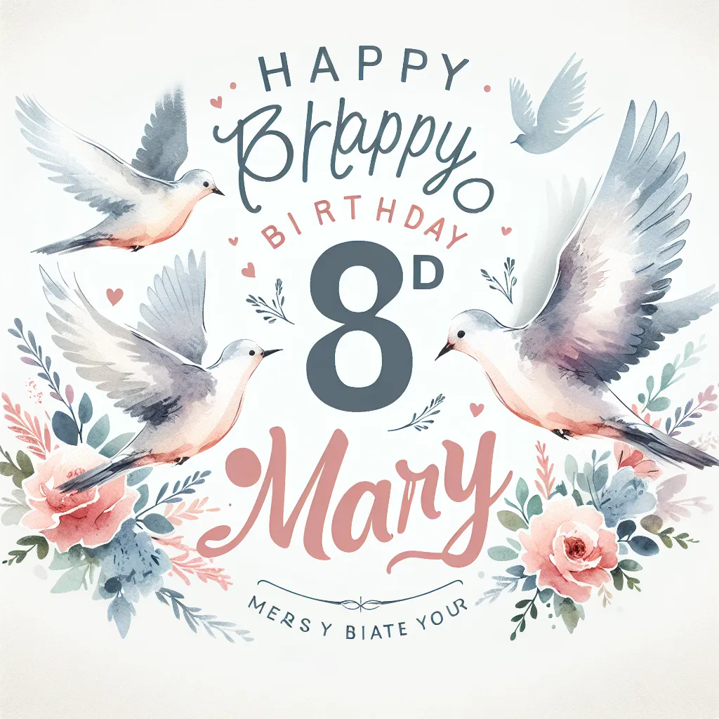 Happy 83rd Birthday Mary with Birds Watercolor Style