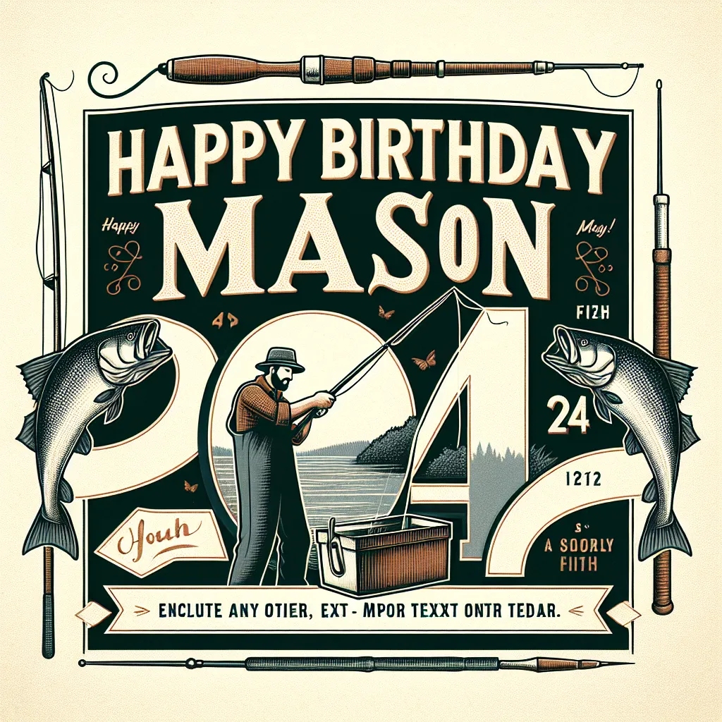 Happy 24th Birthday Mason with Fisherman Vintage Nostalgic Style