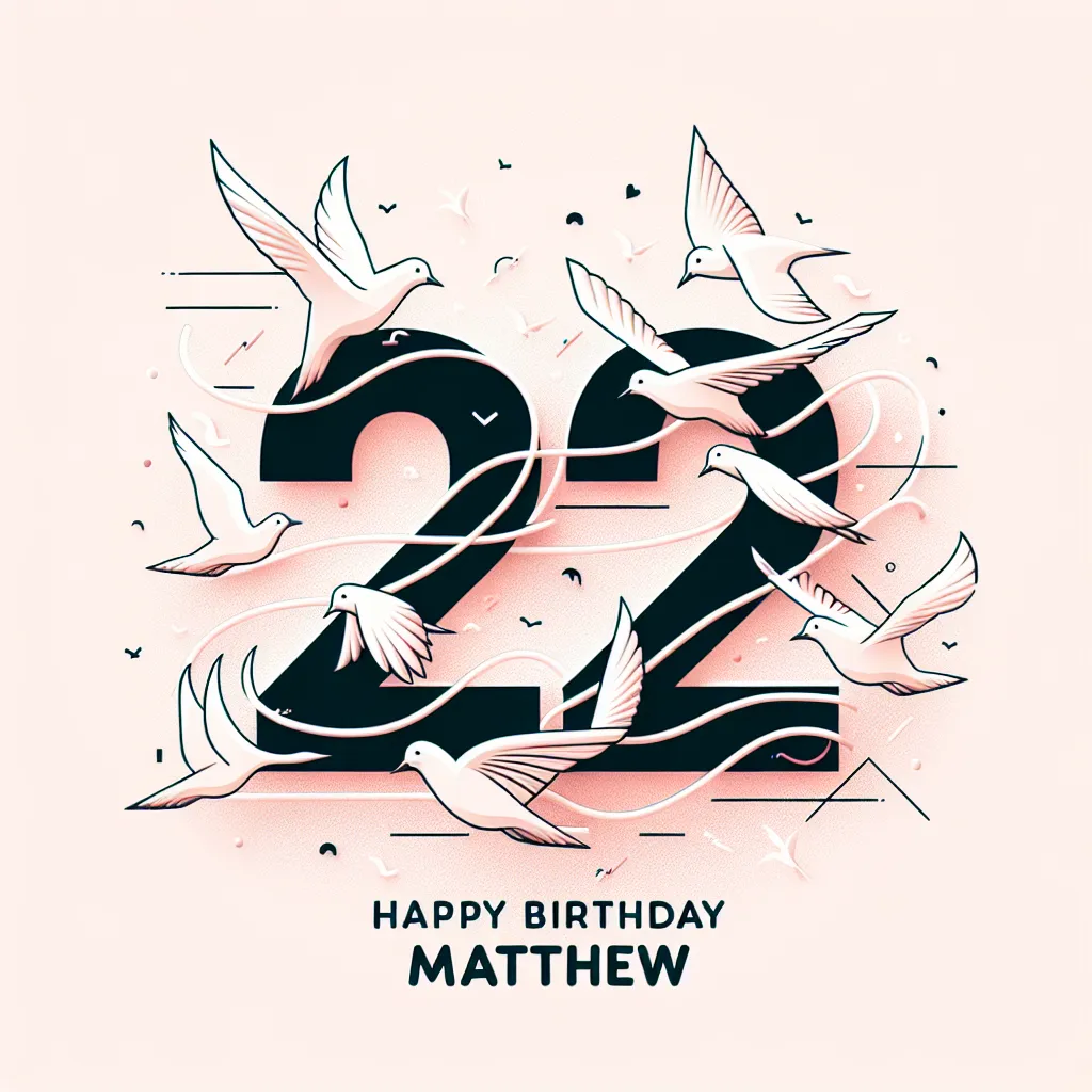 Happy 22nd Birthday Matthew with Birds Abstract Art Style