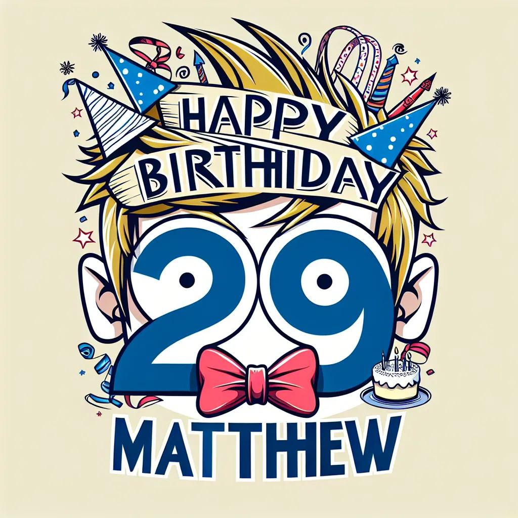 Happy 29th Birthday Matthew with Ribbon Humorous Funny Style