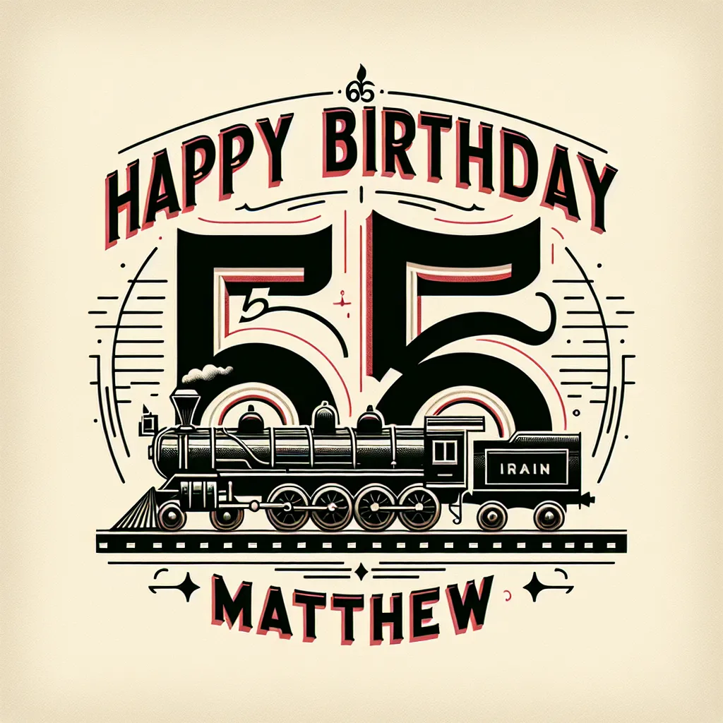 Happy 65th Birthday Matthew with Train Elegant Classic Style