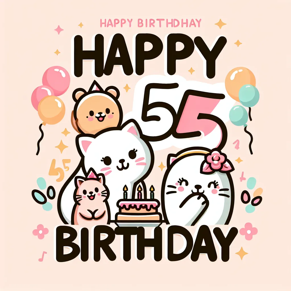 Happy 45th Birthday Megan with Cute Animals Illustration Cartoon Style