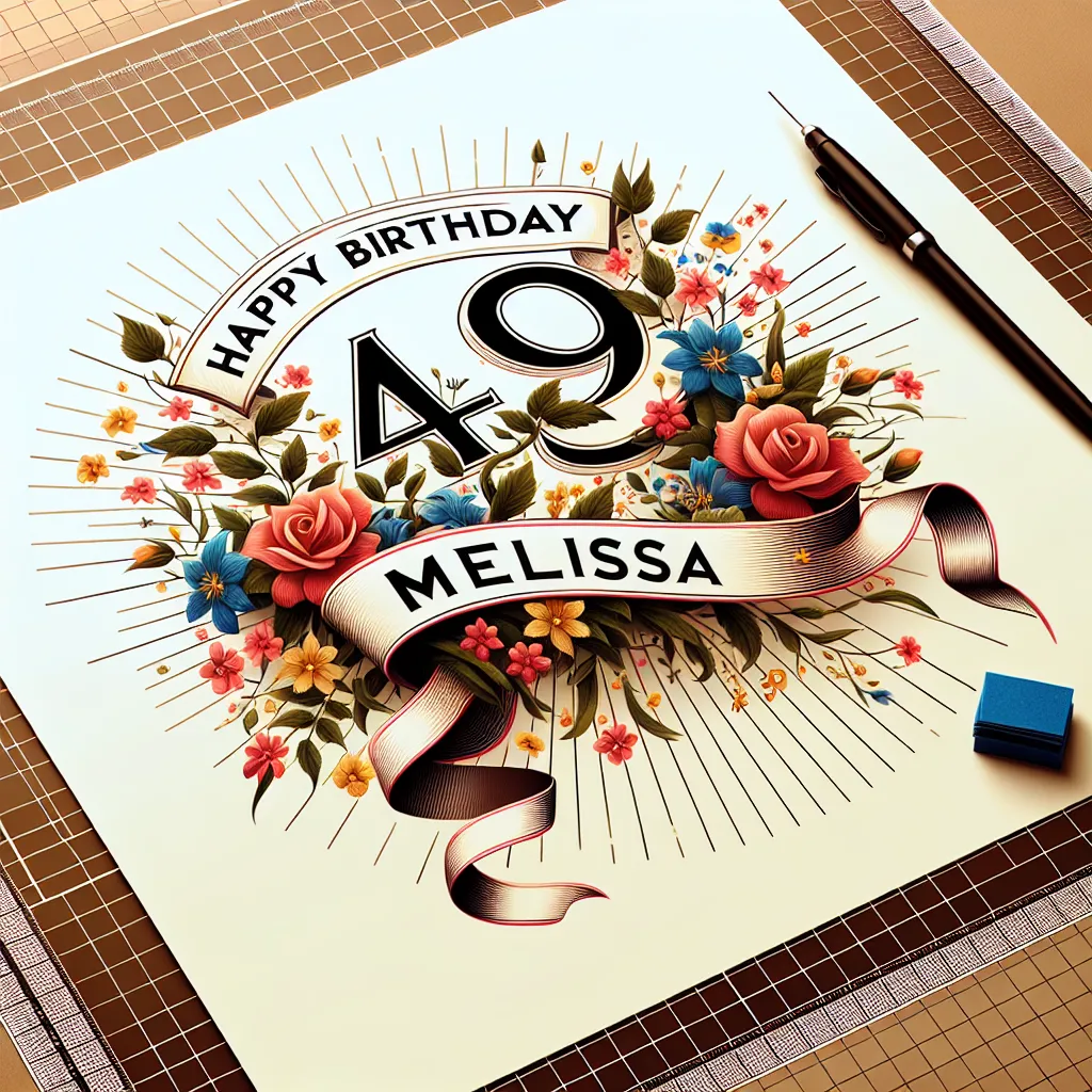 Happy 49th Birthday Melissa with Ribbon Nature Floral Style