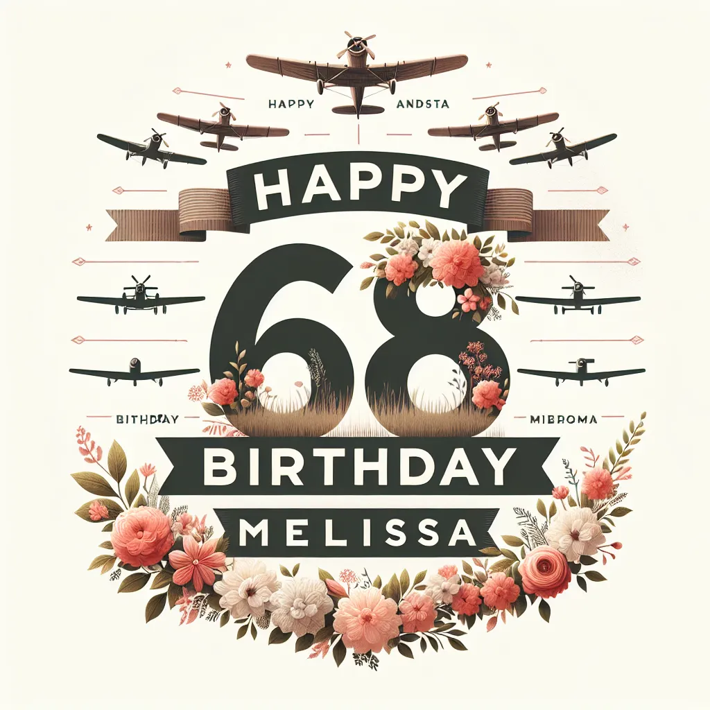 Happy 68th Birthday Melissa with Airplanes Nature Floral Style