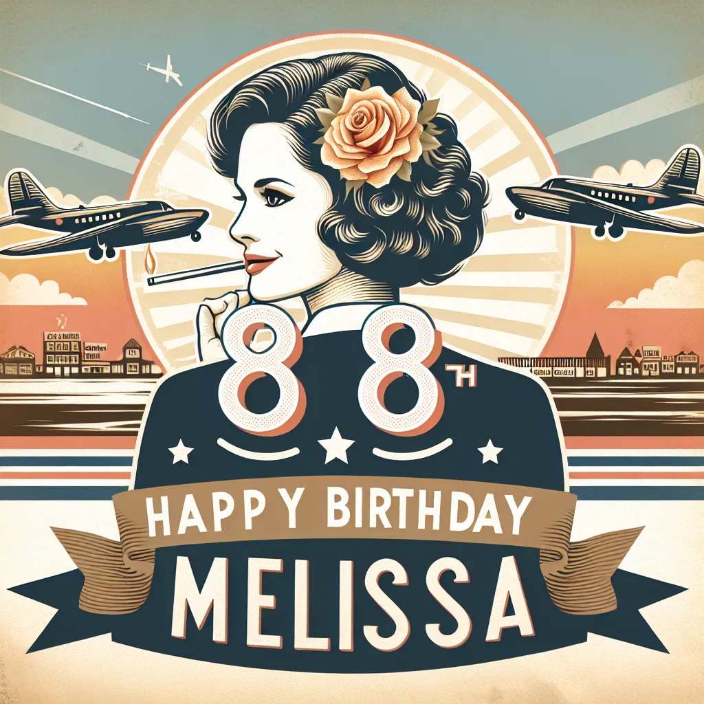 Happy 88th Birthday Melissa with Airplanes Vintage Nostalgic Style