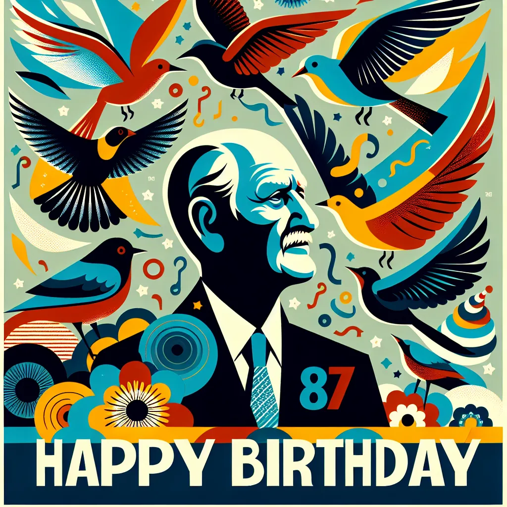 Happy 87th Birthday Michael with Birds Pop Art Style