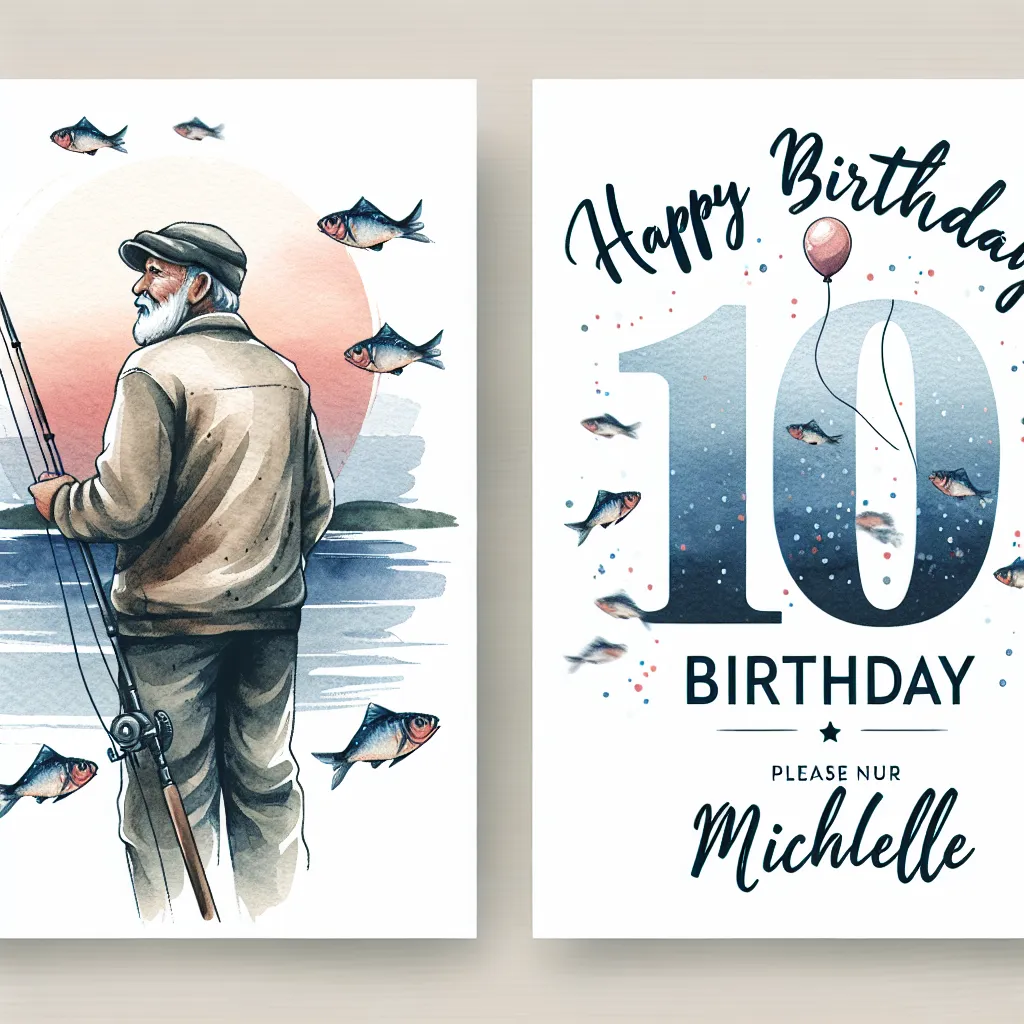 Happy 100th Birthday Michelle with Fisherman Watercolor Style
