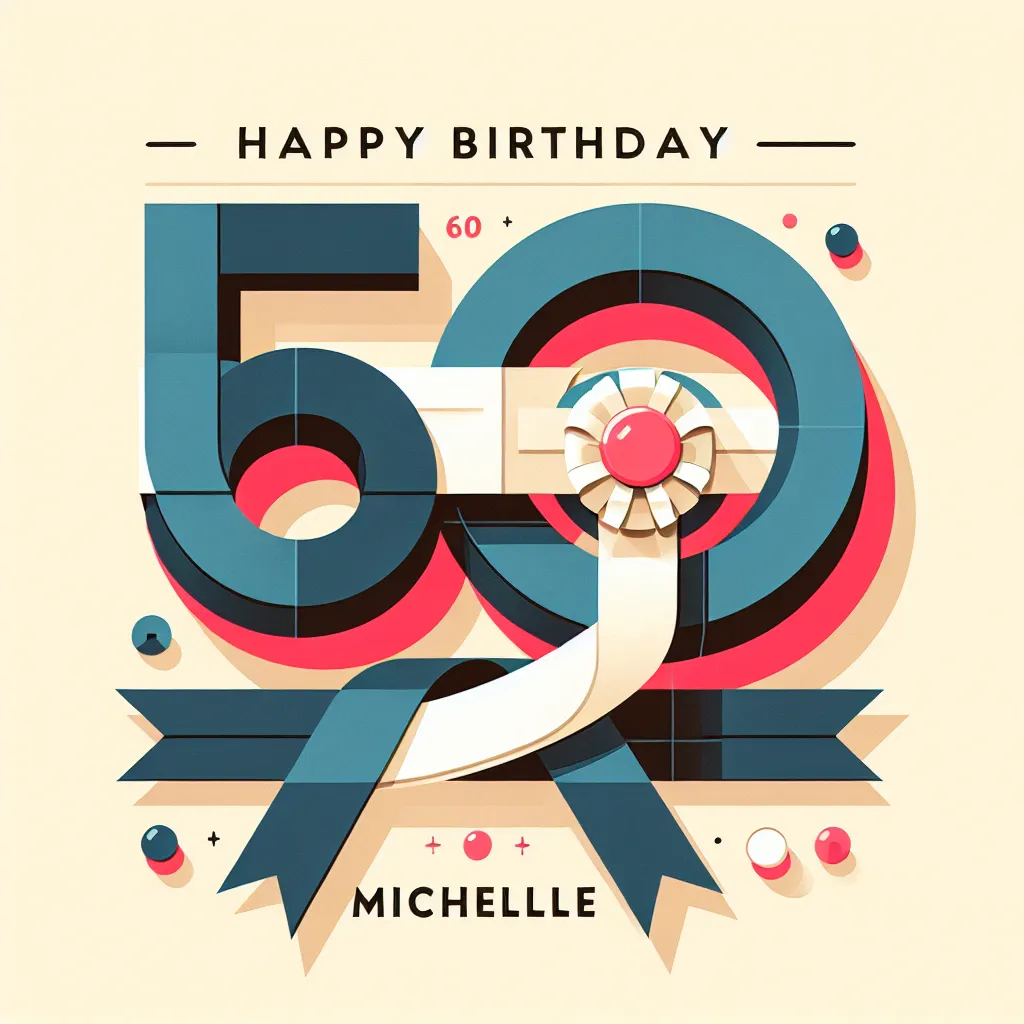 Happy 60th Birthday Michelle with Ribbon Modern Minimalist Style