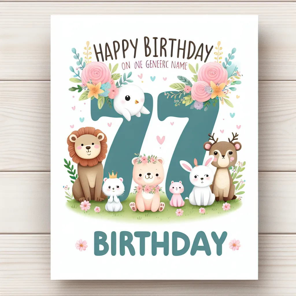 Happy 77th Birthday Michelle with Cute Animals Nature Floral Style