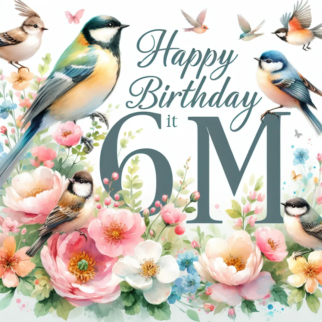Happy 61st Birthday Mom with Birds Watercolor Style