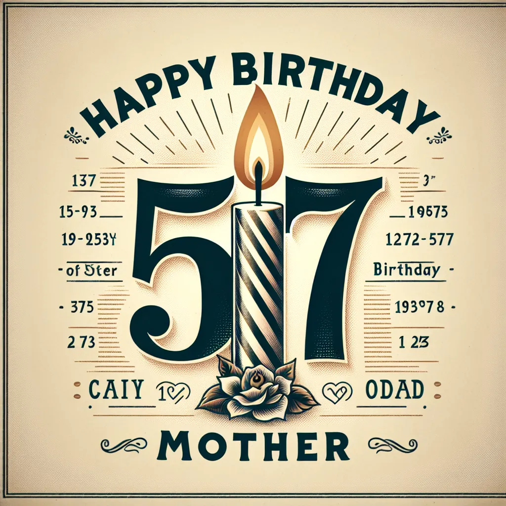Happy 57th Birthday Mother with Candle Vintage Nostalgic Style