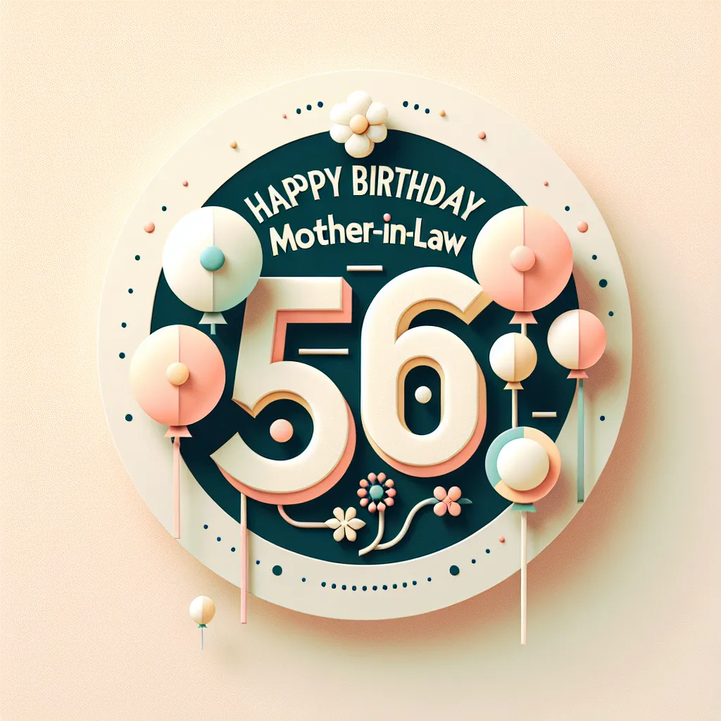 Happy 56th Birthday Mother-In-Law with Balloon Modern Minimalist Style