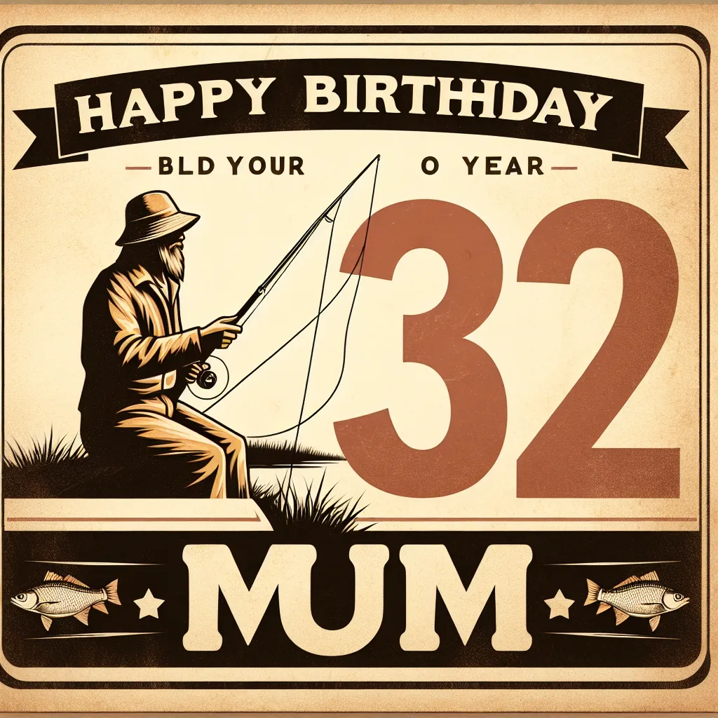 Happy 32nd Birthday Mum with Fisherman Vintage Nostalgic Style