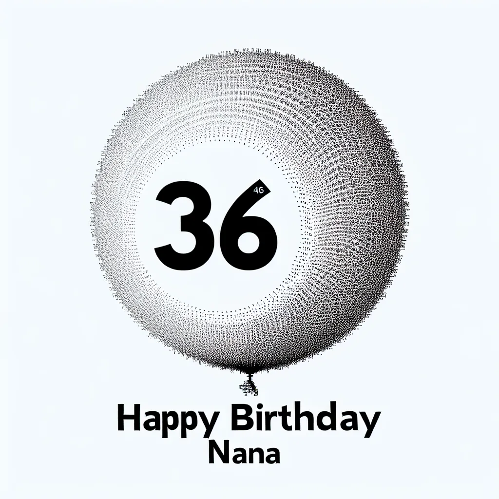 Happy 36th Birthday Nana with Balloon Modern Minimalist Style