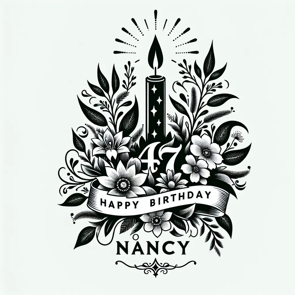 Happy 47th Birthday Nancy with Candle Nature Floral Style