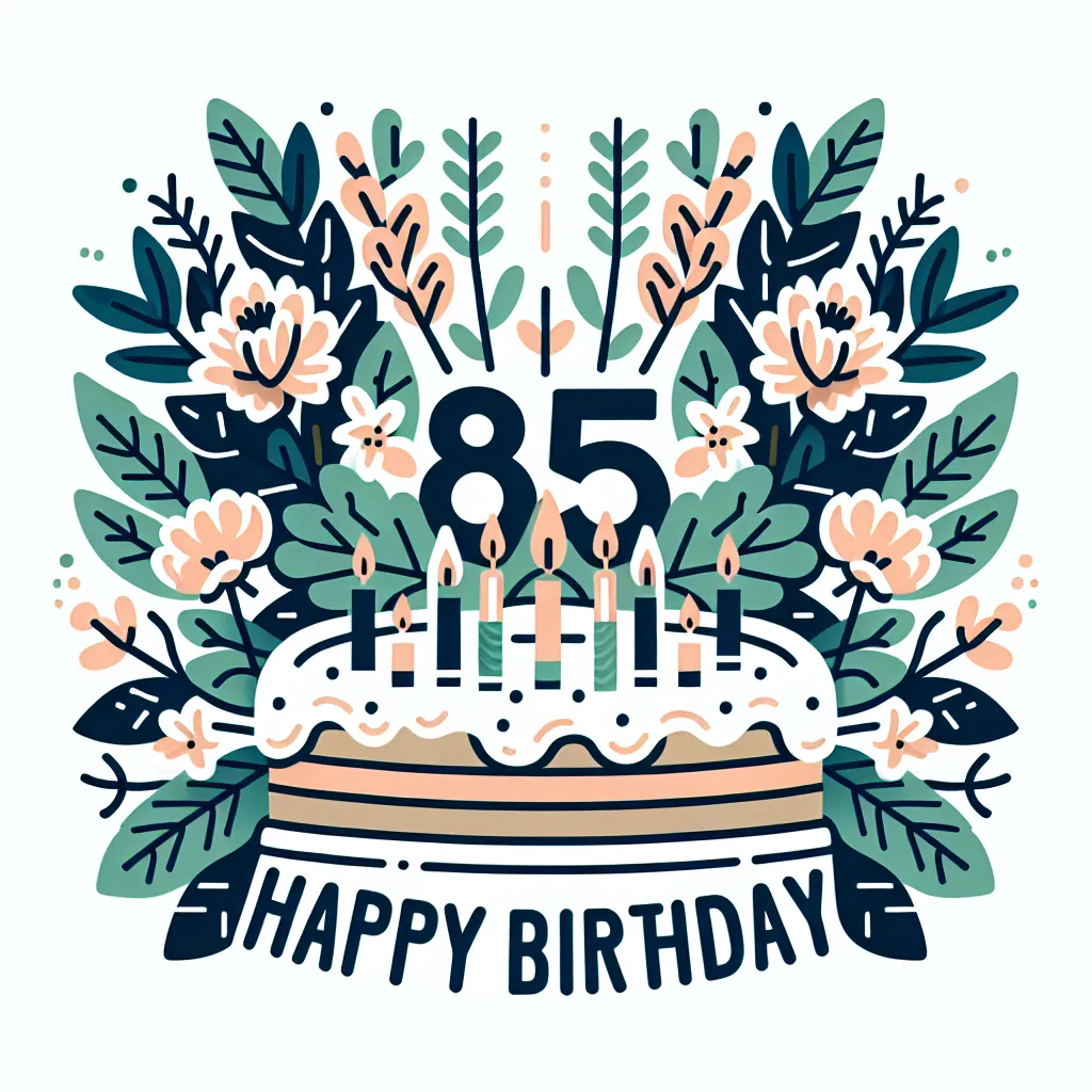 Happy 85th Birthday Natalie with Candle Nature Floral Style