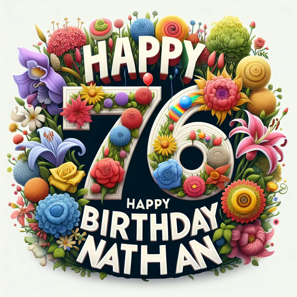 Happy 76th Birthday Nathan with Flowers Humorous Funny Style