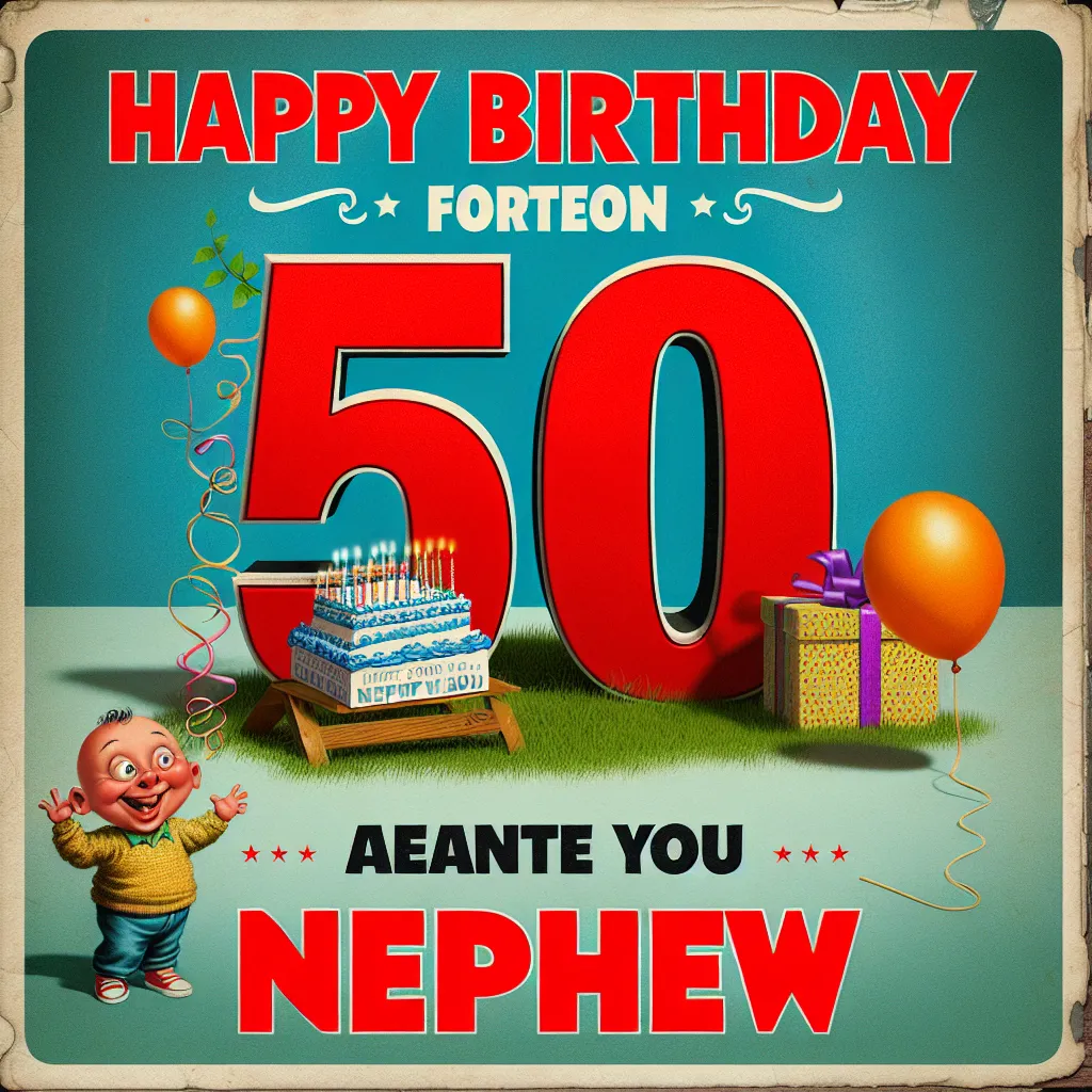 Happy 50th Birthday Nephew with Gift Humorous Funny Style