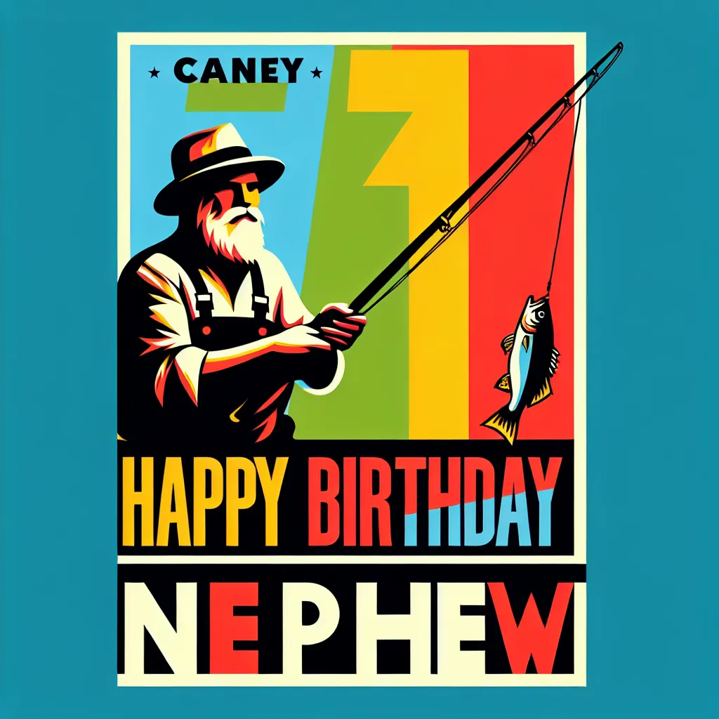 Happy 61st Birthday Nephew with Fisherman Pop Art Style