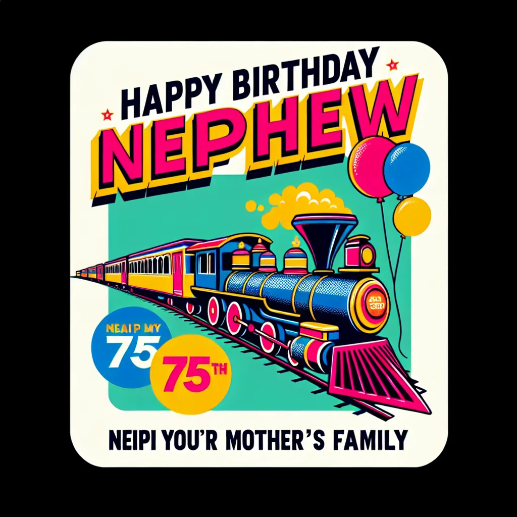 Happy 75th Birthday Nephew with Train Pop Art Style