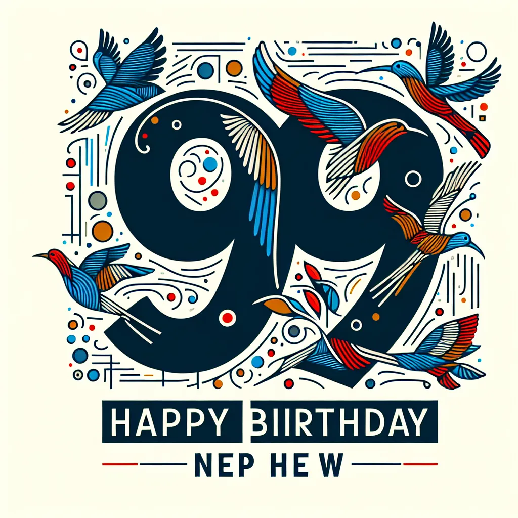 Happy 99th Birthday Nephew with Birds Abstract Art Style