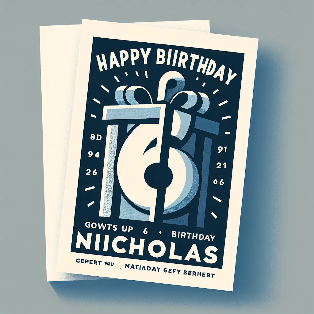 Happy 6th Birthday Nicholas with Gift Modern Minimalist Style