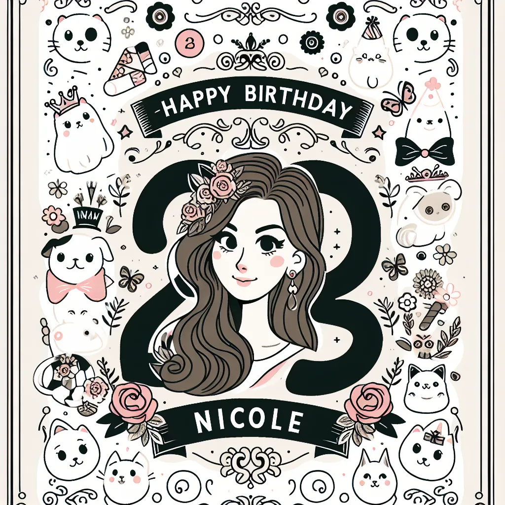 Happy 23rd Birthday Nicole with Cute Animals Elegant Classic Style