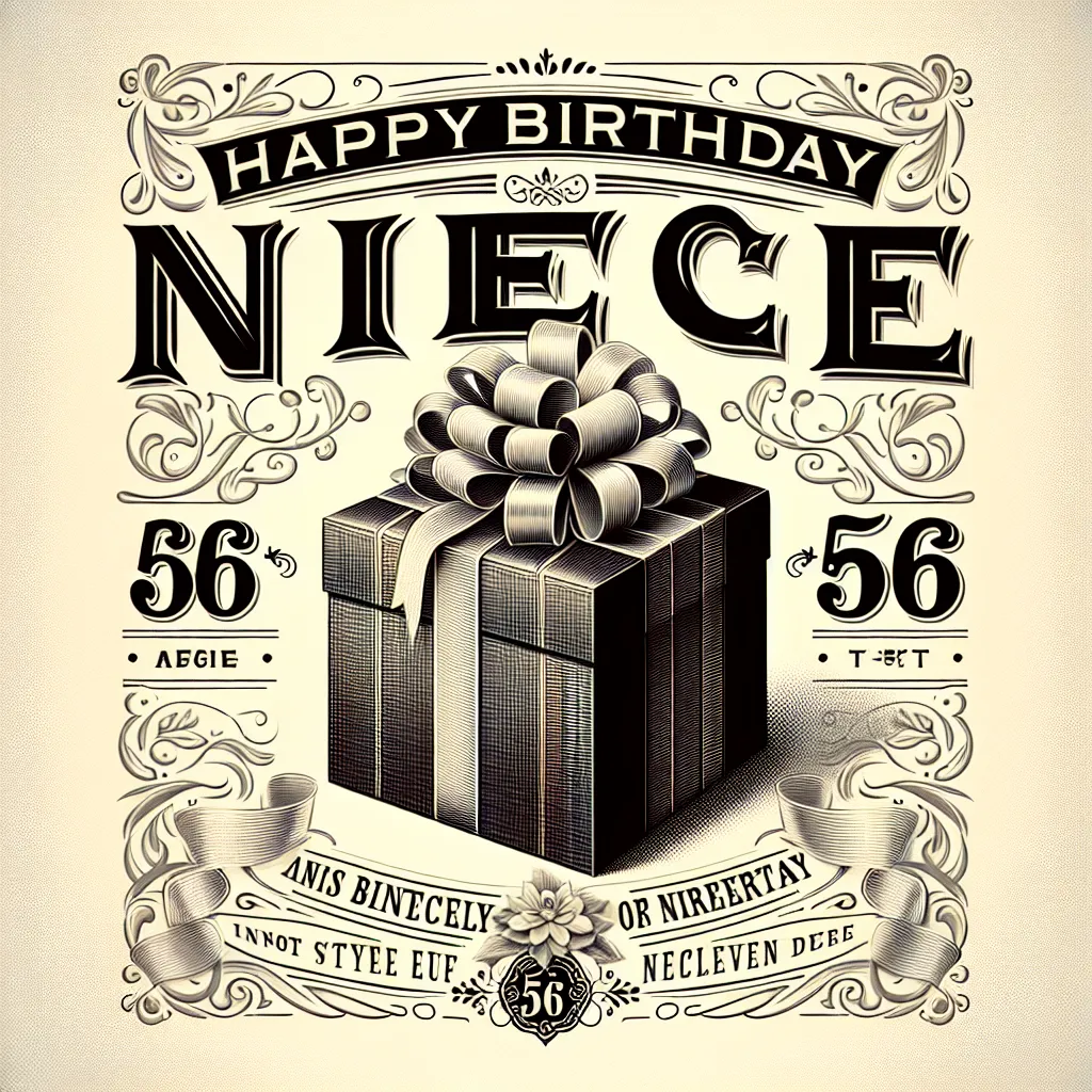 Happy 56th Birthday Niece with Gift Elegant Classic Style