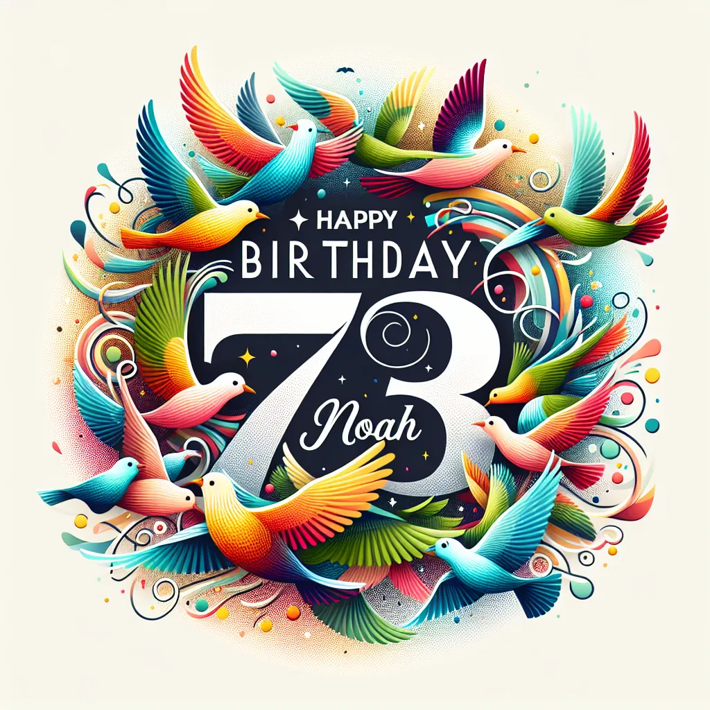Happy 73rd Birthday Noah with Birds Abstract Art Style